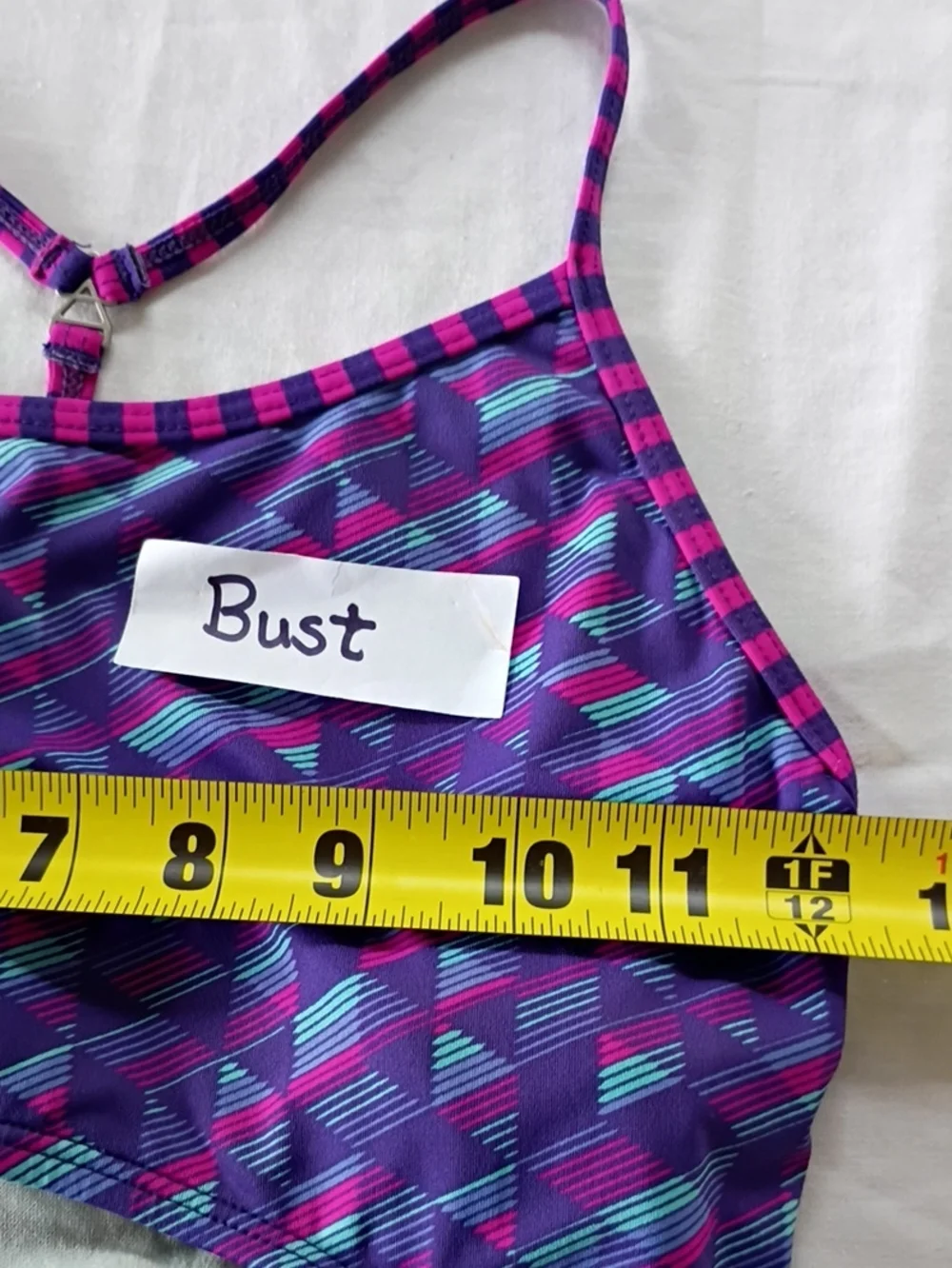 EUC Athleta Girl Purple/ Pink Patterned T-Back Cut Out One-Piece Swim Sz XL 14